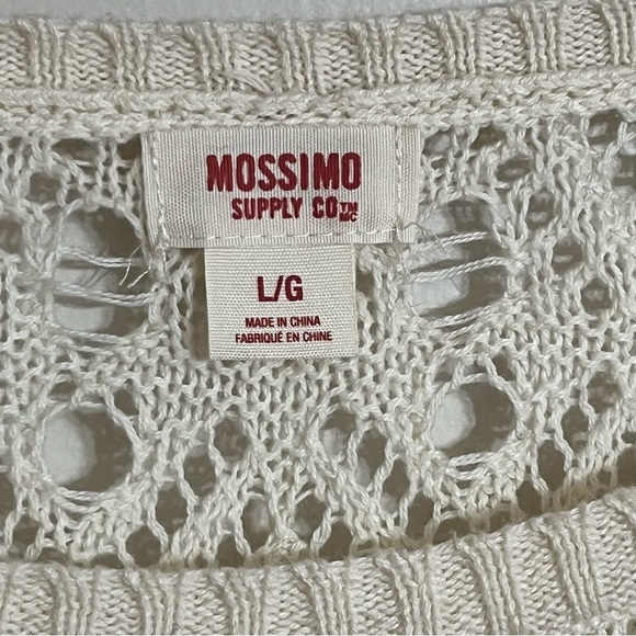 Vintage White Mossimo Crochet Top Size Medium Long Sleeve Open Knit - Picture 4 of 11
